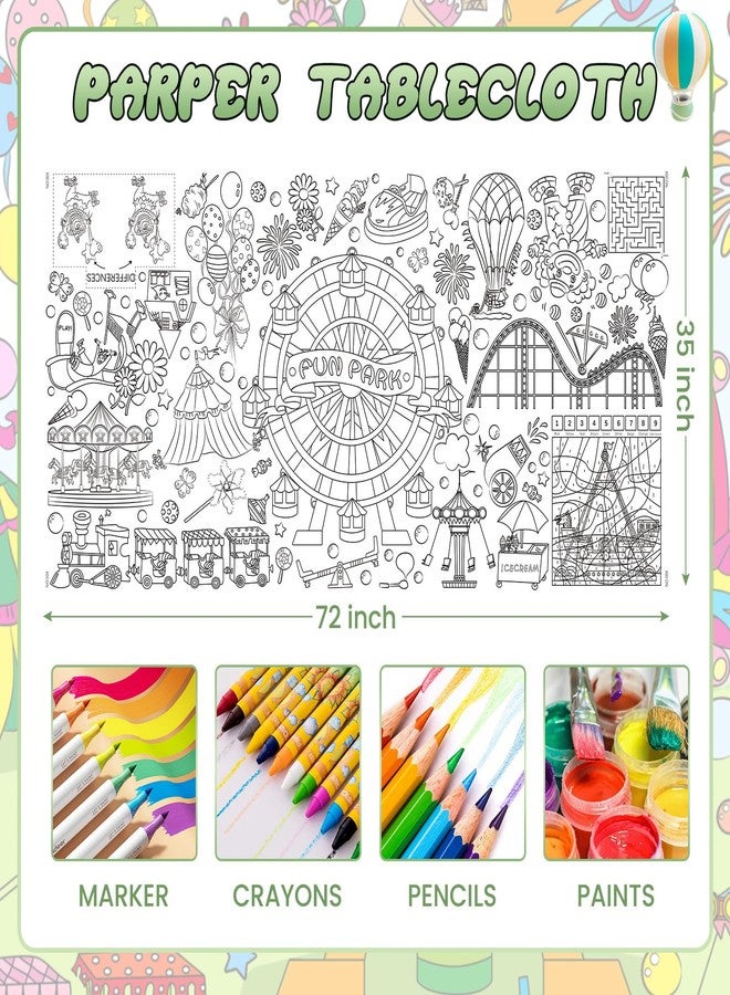 درنز ملصق عملاق للأطفال، مقاس 35 × 72 بوصة، ورق رسم لحديقة ترفيهية، متعدد الاستخدامات كديكور حائط أو غطاء طاولة، ملصق تلوين ضخم لتزيين المنزل والفصول الدراسية والحفلات. - Image 2